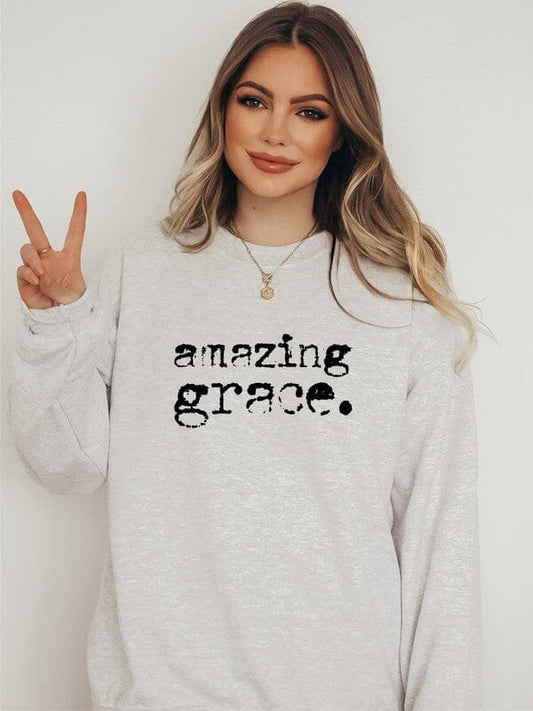Amazing Grace Cozy Crewneck Sweatshirt Graphic sweatshirt Poet Street Boutique Oatmeal Heather L 