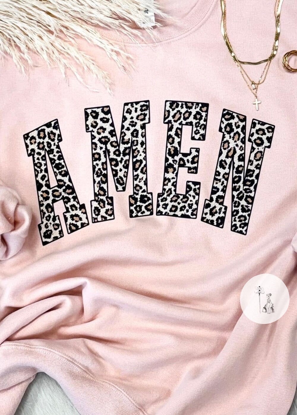 AMEN Sweatshirt AMEN animal print sweatshirt Poet Street Boutique Pink Large 