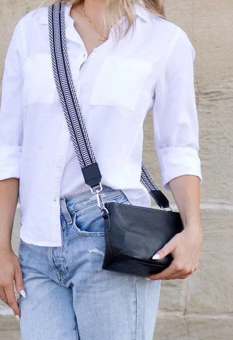 Aria Genuine Leather Compact Crossbody leather crossbody Poet Street Boutique Black OneSize