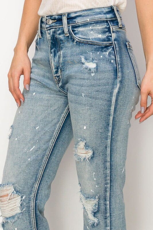 Artemis Vintage Bleach Sprinkled Fray Hem Jeans bleach sprinkled jeans Artemis Vintage 