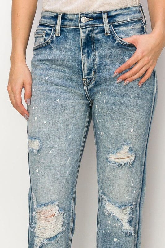 Artemis Vintage Bleach Sprinkled Fray Hem Jeans bleach sprinkled jeans Artemis Vintage As shown 3 