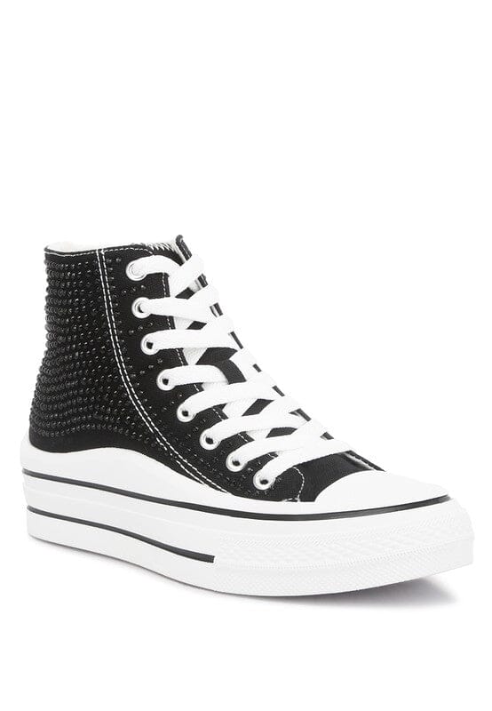 Asuka Rhinestone Embellished Ankle-Length Sneakers Rag Company BLACK US-5 / UK-3 / EU-36 