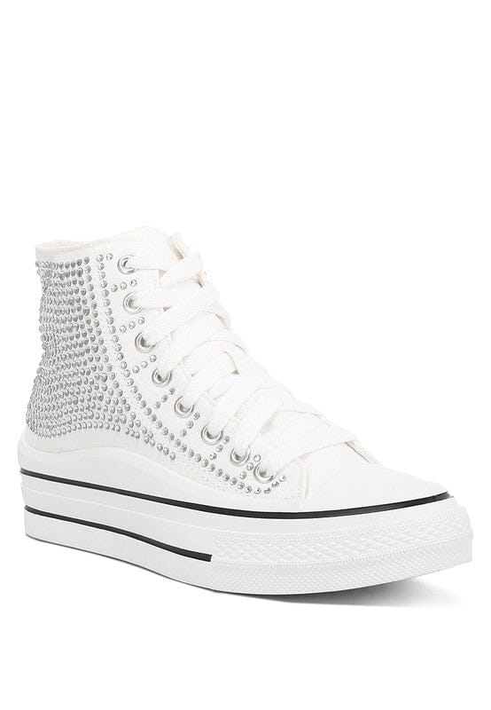 Asuka Rhinestone Embellished Ankle-Length Sneakers Rag Company WHITE US-5 / UK-3 / EU-36 