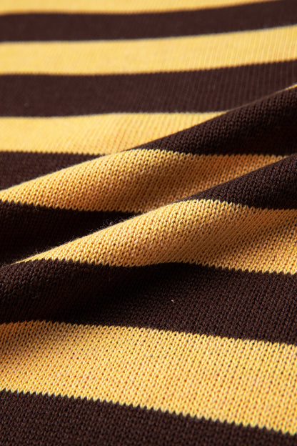 Stripe Colorblock Chest Pocket Drop Shoulder Sweater