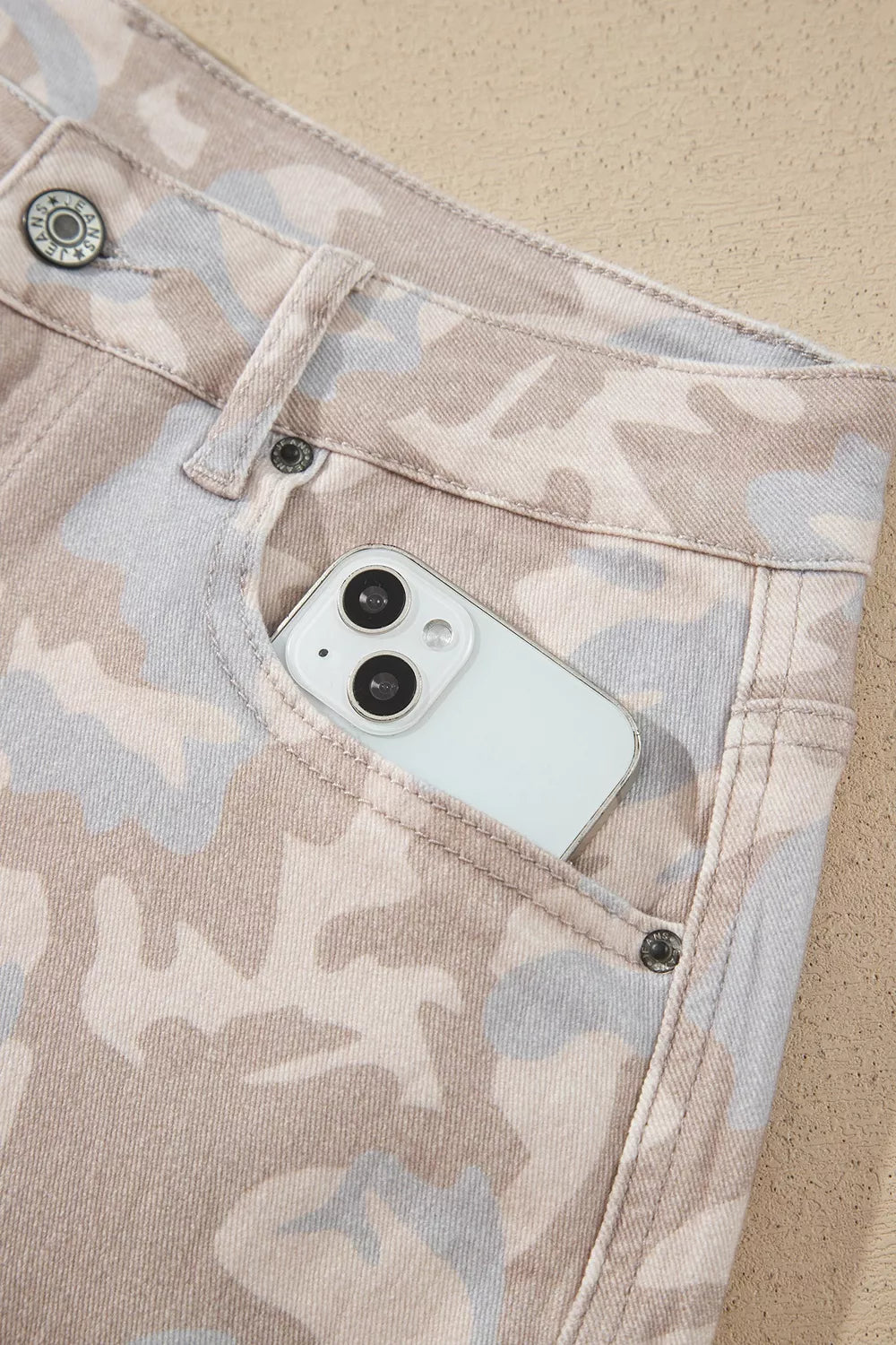 Camouflage Print Pocket Ankle-Length Barrel Jeans - Poet Street Boutique