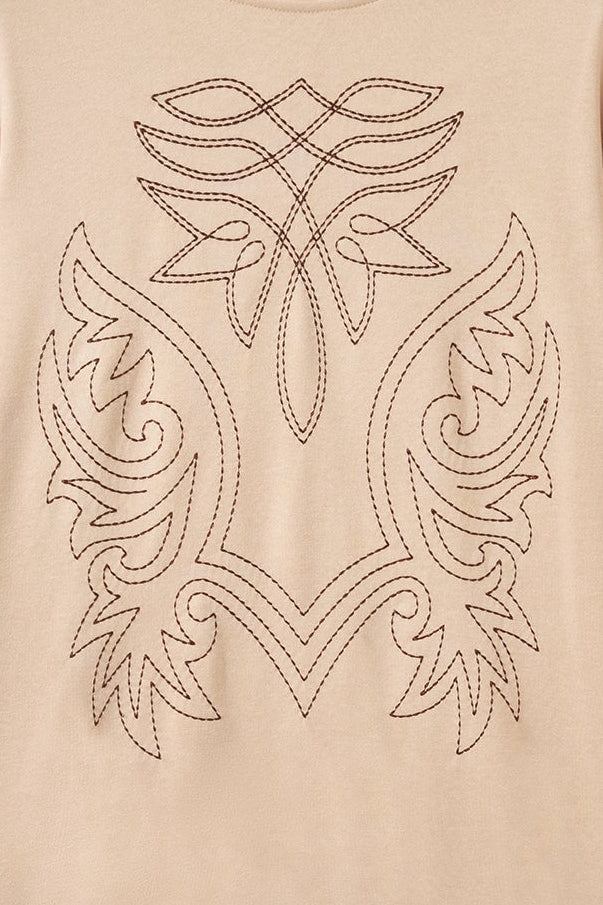 Western Embroidered Round Neck Long Sleeve Sweatshirt