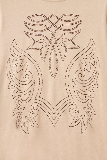 Western Embroidered Round Neck Long Sleeve Sweatshirt