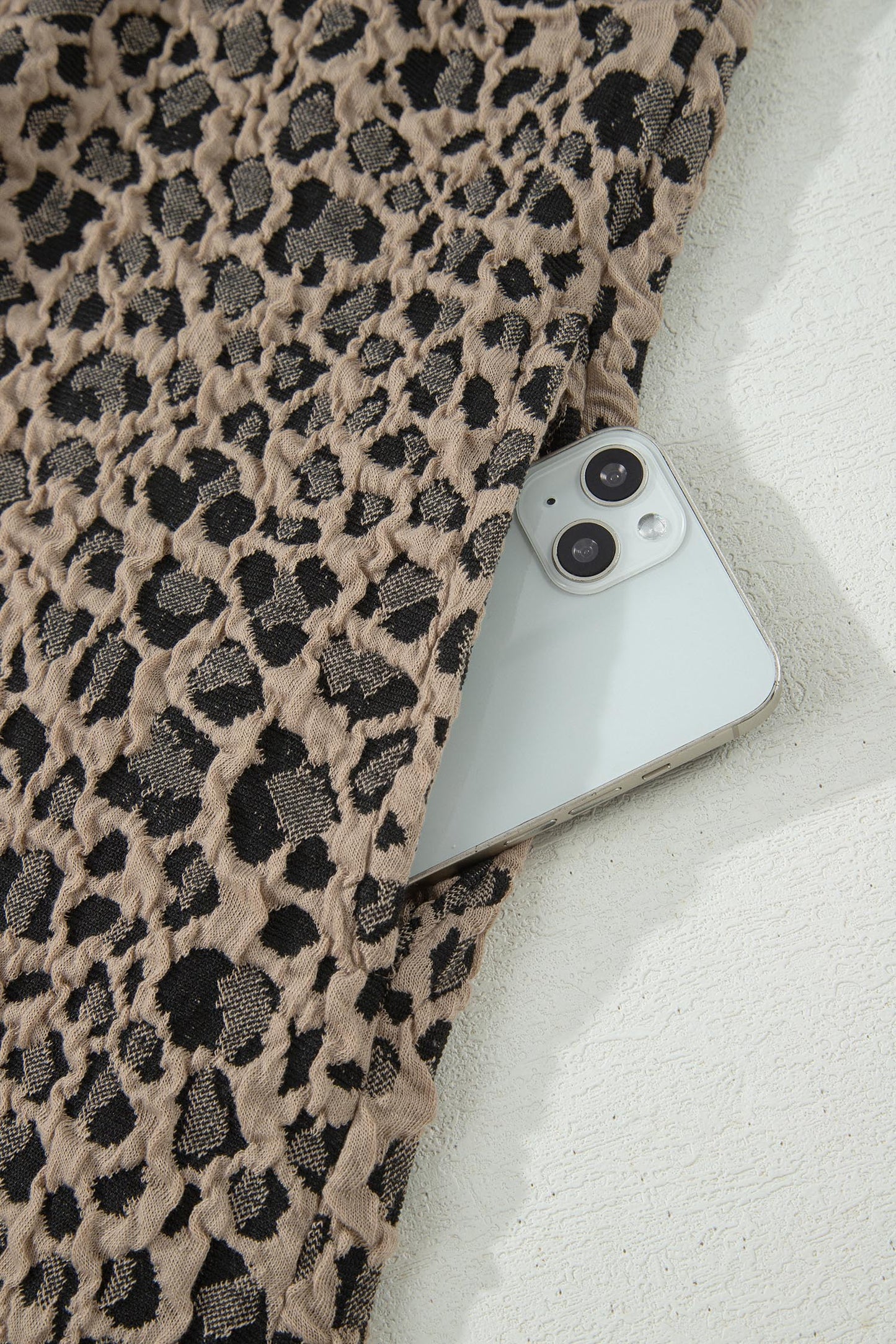 Leopard Textured Sleeveless Mini Dress