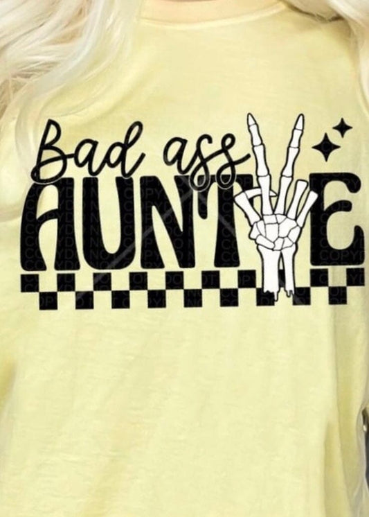 Bad Ass Auntie Comfort Colors Tee graphic t-shirt Poet Street Boutique 