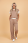 Colorblock Short Sleeve Top & Wide Leg Pants Set