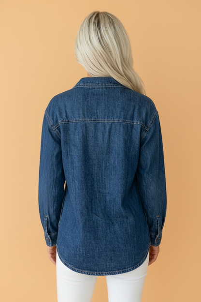 Western Denim Patch Pockets Long Sleeve Shirt