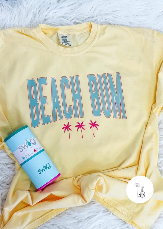 Beach Bum Comfort Color Graphic Tee graphic tee Poet Street Boutique Yellow Small 