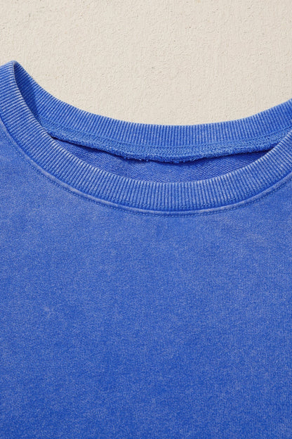 Cotton Mineral Wash Split Hem Tunic Sweatshirt
