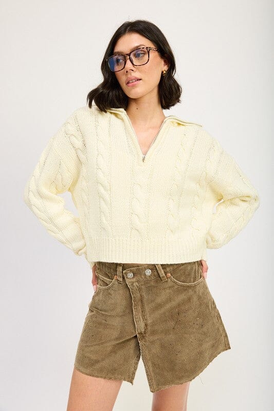 CABLE KNIT SWEATER WITH HALF ZIP Emory Park 