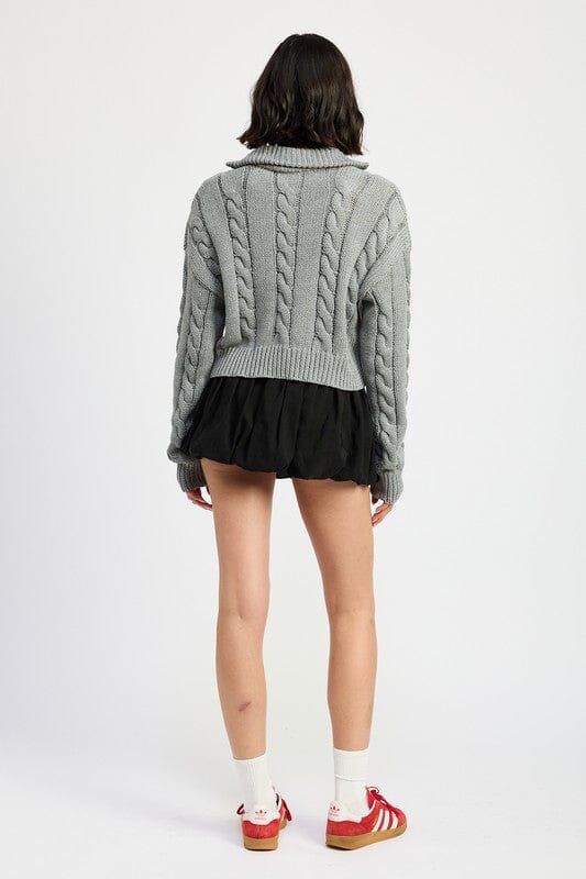 CABLE KNIT SWEATER WITH HALF ZIP Emory Park 