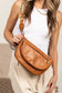 Callie Fold Over Leather Crossbody Sling Bag Aili's Corner Cognac OneSize 