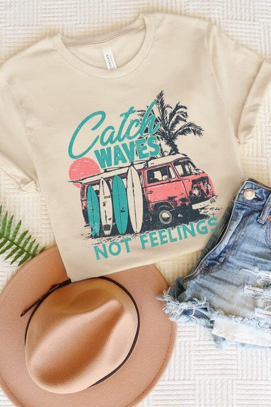 Catch Waves Not Feelings Graphic Tee catch waves graphic tee Poet Street Boutique CREAM S 