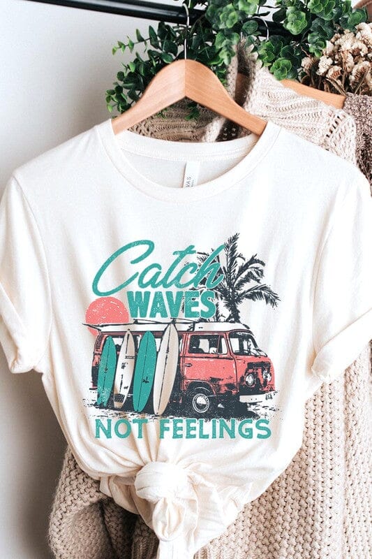 Catch Waves Not Feelings Graphic Tee catch waves graphic tee Poet Street Boutique VINTAGE WHITE S 
