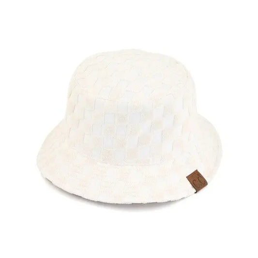 CC Checkered Terry Cloth Bucket Hat terry bucket hat C.C Beige OS