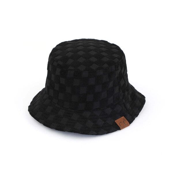 CC Checkered Terry Cloth Bucket Hat terry bucket hat C.C Black OS 