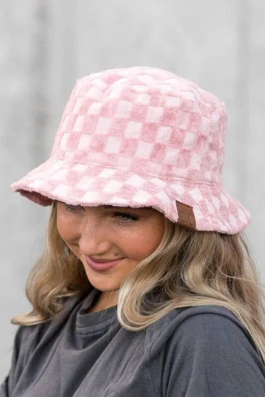 CC Checkered Terry Cloth Bucket Hat terry bucket hat C.C Rose OS