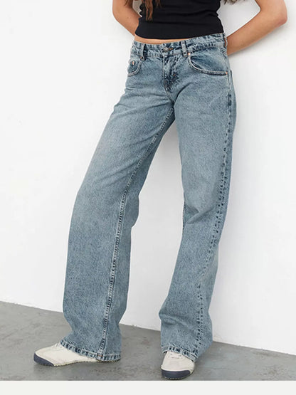 Vintage Wash Low-Rise Wide-Leg Jeans - Poet Street Boutique