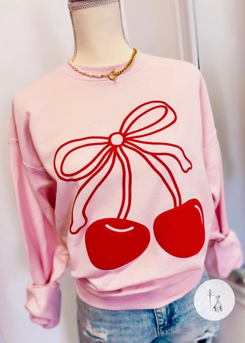 Cherry On Top Sweatshirt Puff print cherry sweatshirt Poet Street Boutique 