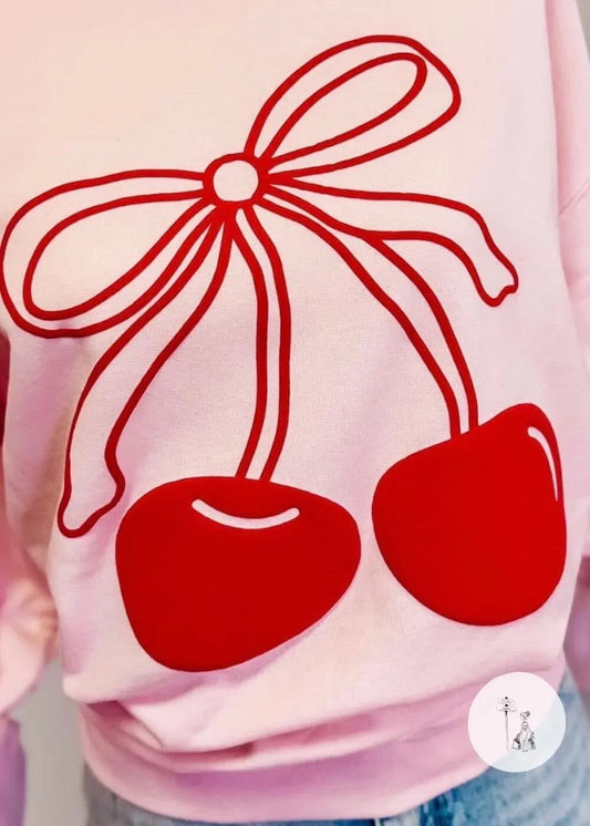 Cherry On Top Sweatshirt Puff print cherry sweatshirt Poet Street Boutique