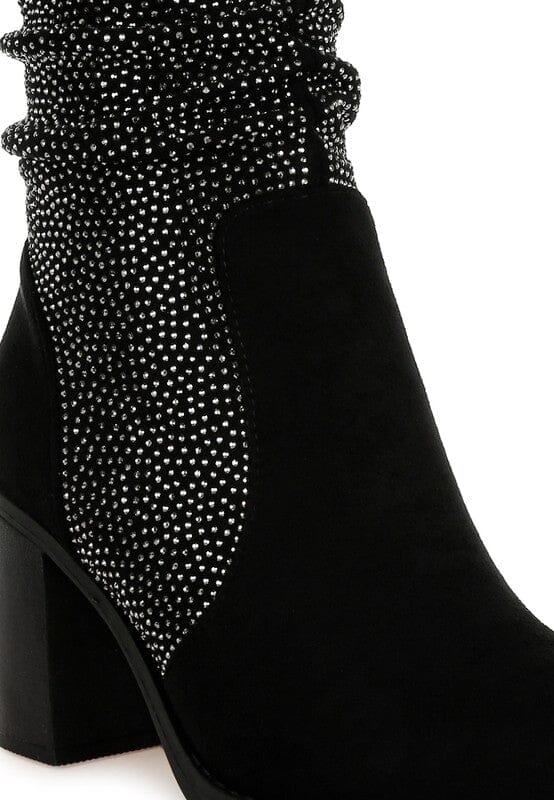 Chinar Rhinestone Studded Slouchy Ankle Boots Rag Company 