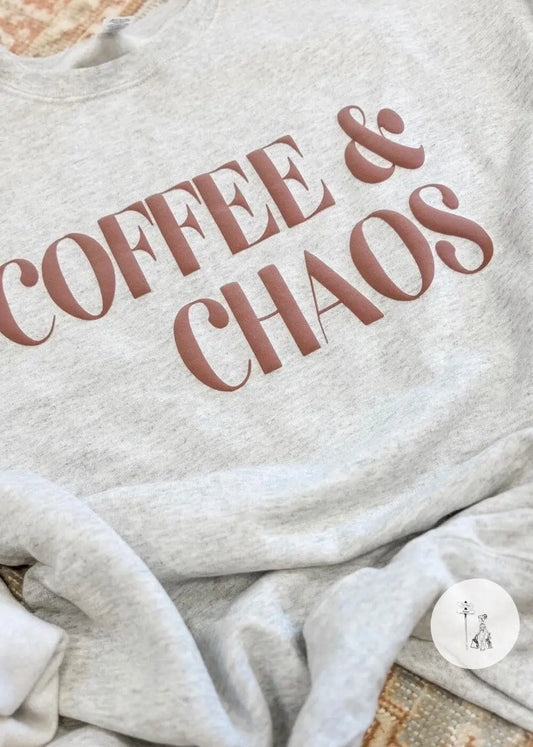 Coffee & Chaos Puff Print Sweatshirt graphic sweatshirt Poet Street Boutique