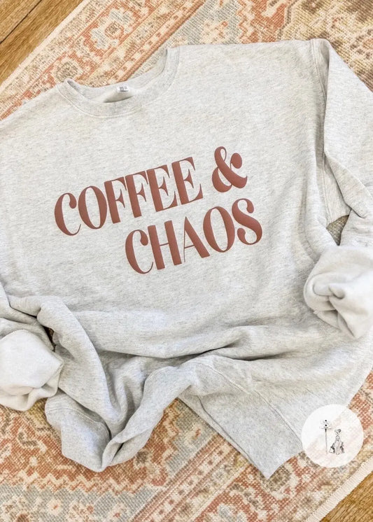 Coffee & Chaos Puff Print Sweatshirt graphic sweatshirt Poet Street Boutique Small