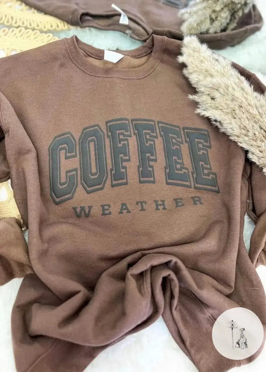 Coffee Weather Puff Print Sweatshirt graphic sweatshirt Poet Street Boutique Medium