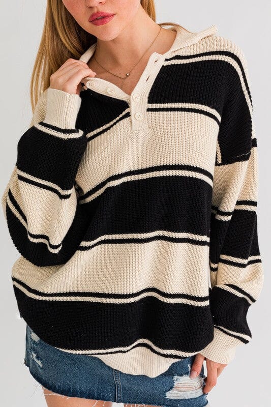 Collared Oversized Sweater Top LE LIS 