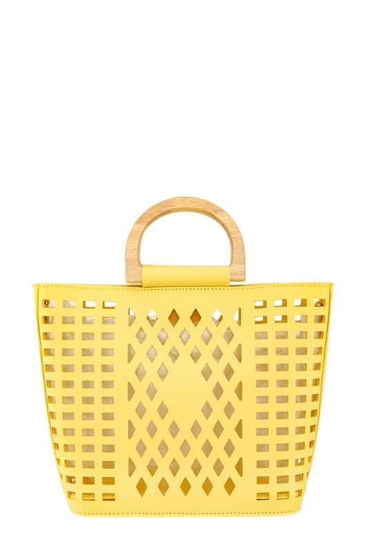 Compact Square Net Vegan Leather Bag vegan leather net bag Poet Street Boutique YELLOW OS 