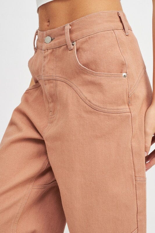 Contrast Detail Wide Leg Pants cotton trouser Emory Park 