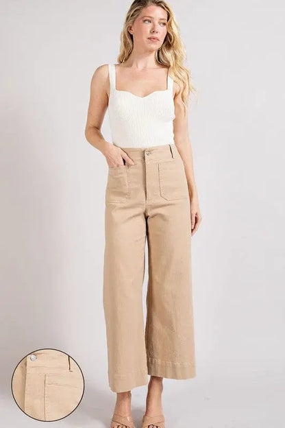 Cotton Breeze Soft Washed Wide Leg Pants cotton straight leg pant eesome TAUPE S 