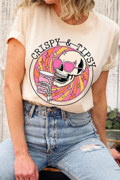 Crispy & Tipsy Graphic Tee summer graphic tee Poet Street Boutique CREAM S 