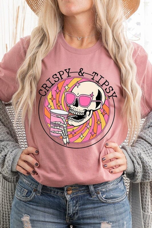 Crispy & Tipsy Graphic Tee summer graphic tee Poet Street Boutique MAUVE S 