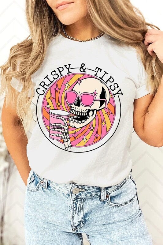 Crispy & Tipsy Graphic Tee summer graphic tee Poet Street Boutique VINTAGE WHITE S 