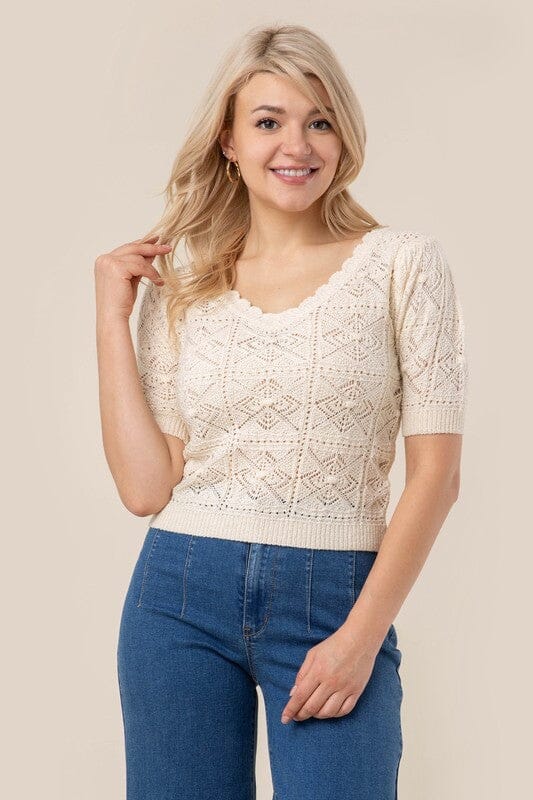 Crochet knit top Lilou Ivory S 