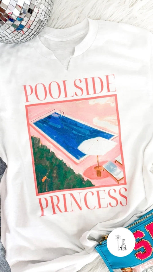 Cut V Poolside Princess Graphic Tee mom graphic tee Poet Street Boutique S 