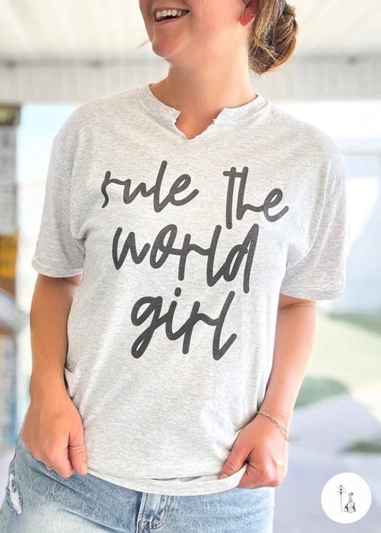 Cut V Rule The World Graphic Tee mom graphic tee Poet Street Boutique 