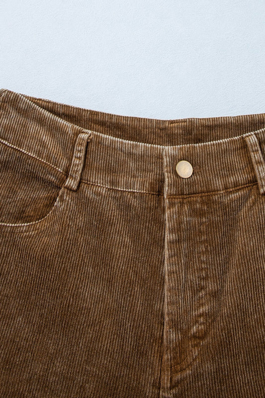 Solid Corduroy Mineral Washed Straight Leg Pants