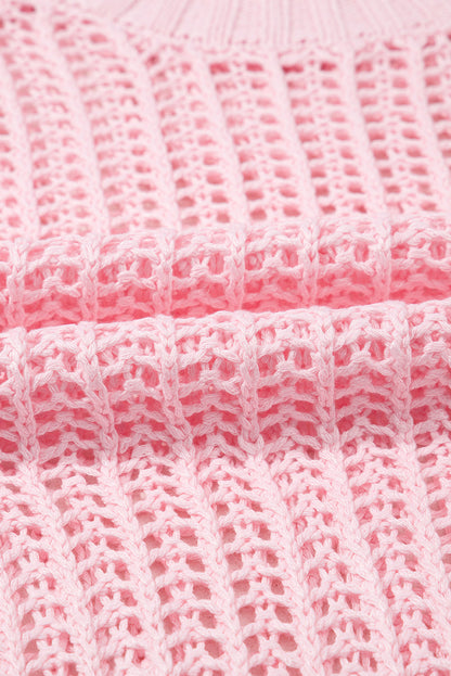 Hollow-out Crochet Tie Side Short Sleeve Sweater