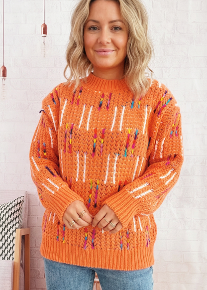 Colorful Round Neck Long Sleeve Sweater - Poet Street Boutique