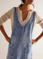 Denim scoop neck overall dress Miss Sparkling Light Blue S 