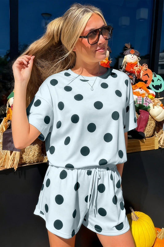 Polka Dot Tee & Drawstring Short Set