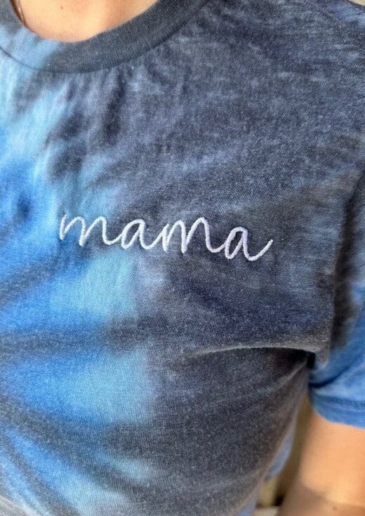 Embroidered Mama Tie Dye Tee tie dye tee Poet Street Boutique 