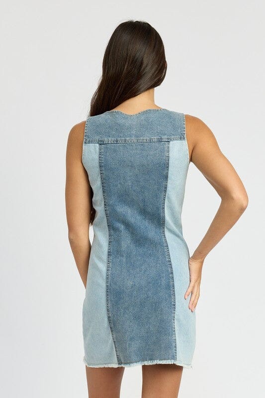 Emory Park Color Block Denim Dress denim midi dress Emory Park 