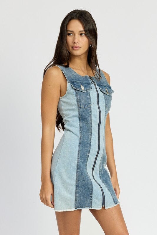 Emory Park Color Block Denim Dress denim midi dress Emory Park 